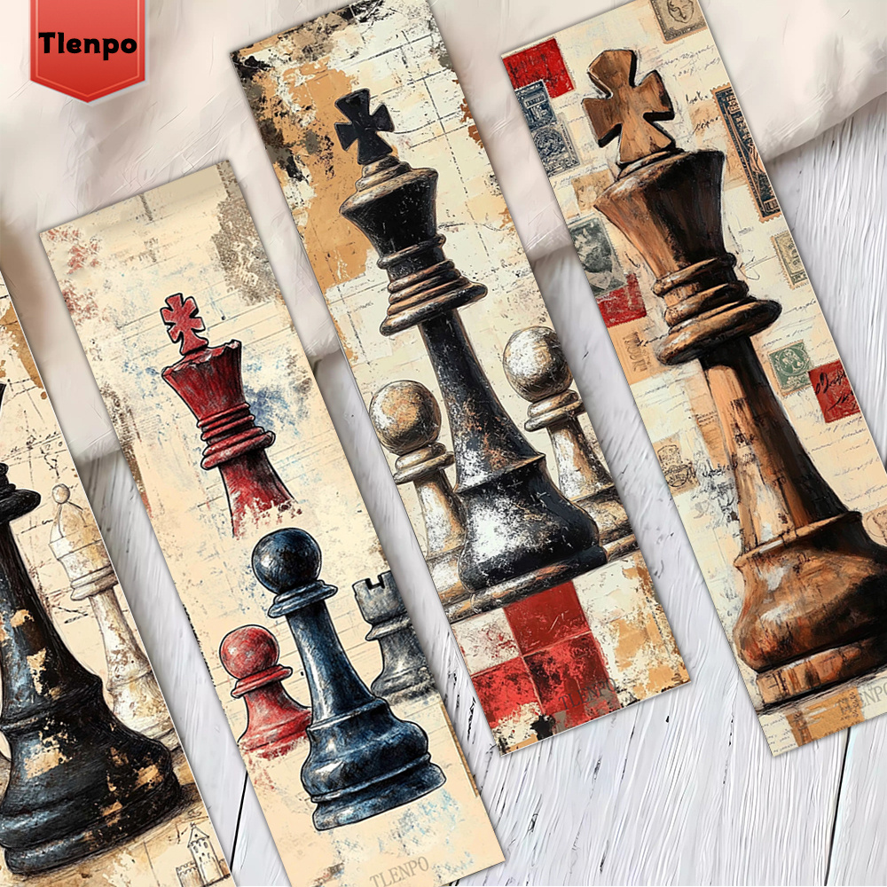 TEMU Set da 32 segnalibri stile scacchiera Re e Regina, segnalibri con design grunge, regali per dei libri, collage fai da te, di , per biblioteche e
