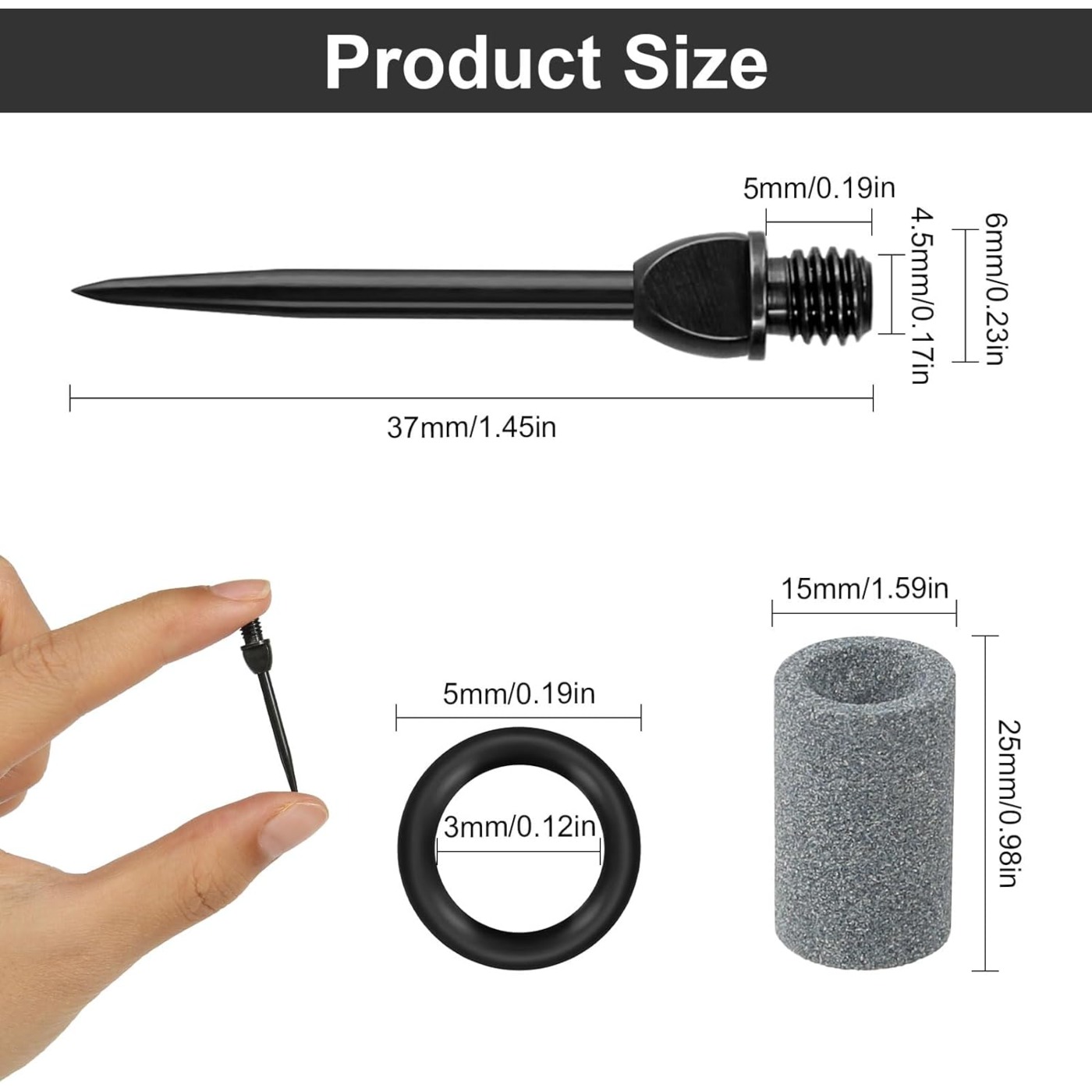 16pcs Steel for dart Conversion Points, with 30pcs O Type Rubber Rings, 2pcs Grinding Stone, Steel Tip for Darts
