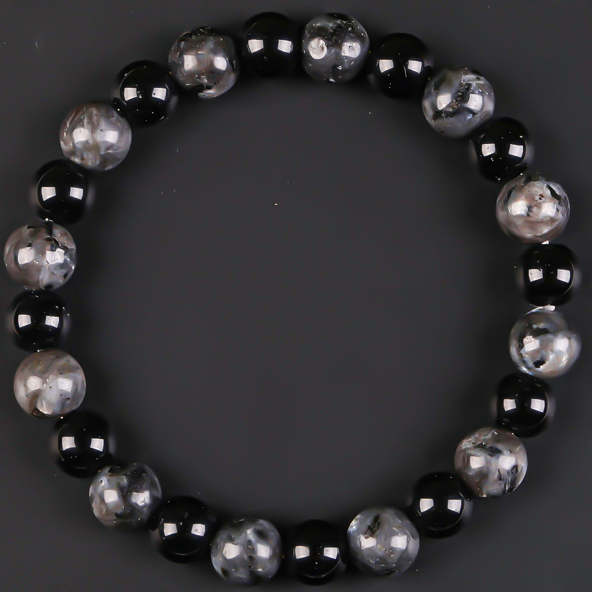 TEMU Pulsera de labradorita natural para protección y conexión a con cuentas de 8 mm de labradorita negra y , a , estilo vintage, para uso diario,