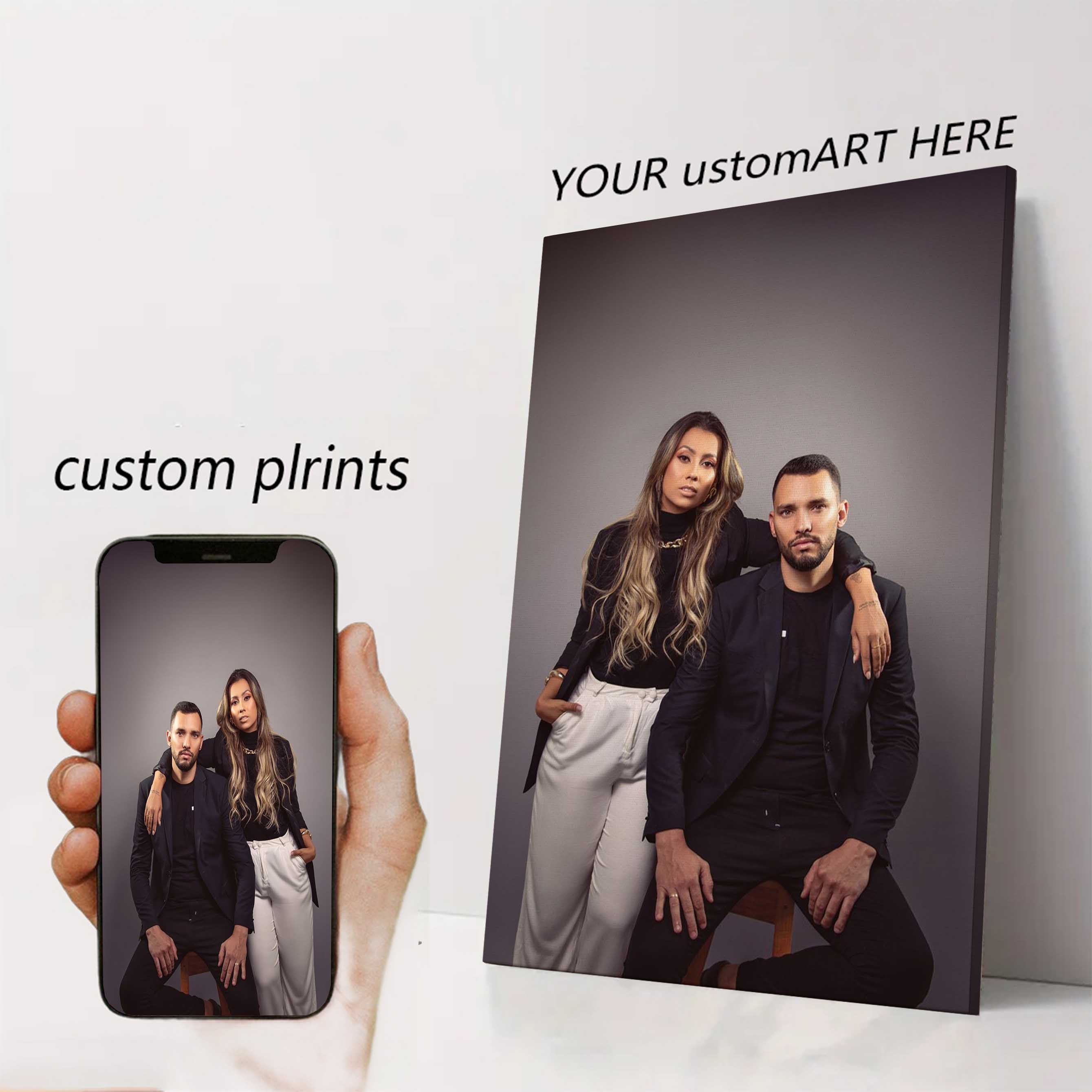 TEMU 2d Flat, [customi]1pcs Canvas Frame Family Photo Customized Personalized, Family Photo Wall Art, Father's Day, Mother's Day, Wedding, Holiday