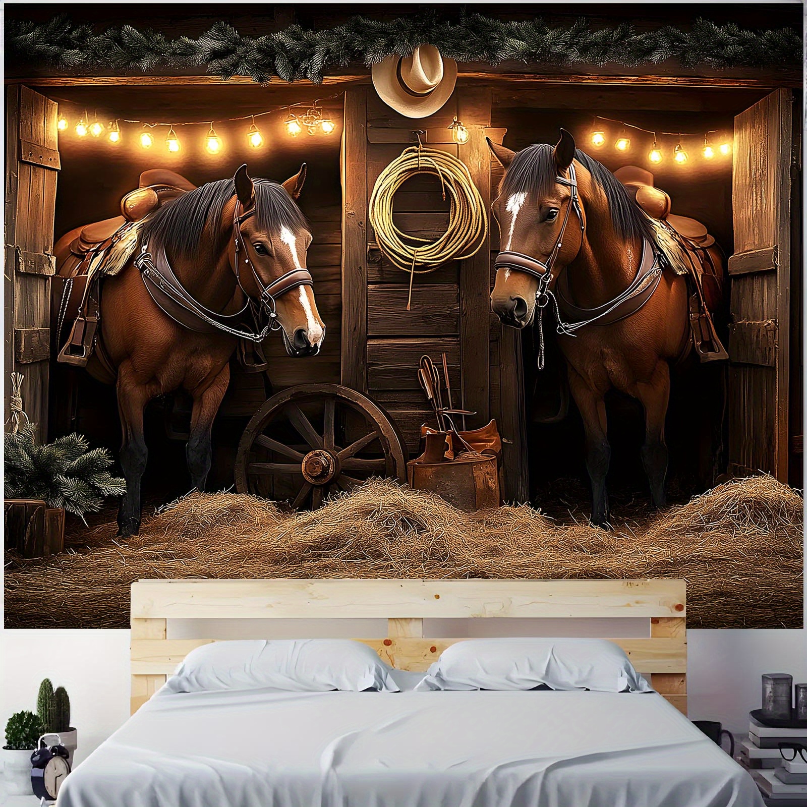 

1pc Wooden Horses Backdrop - For , , , & Use - Decoration