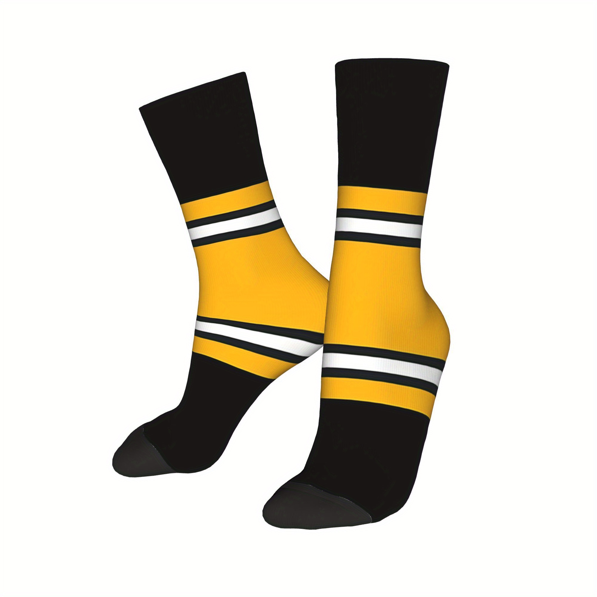 TEMU 1 Pair Moisture Wicking Sock For Men Pittsburgh Rock Happy Quality Pattern Printed Crew Casual Sock Very Suitable An Ideal Gift For Running,