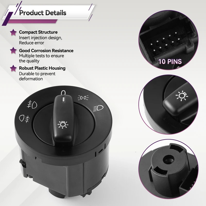 Image of New Headling Light Fog Lamp Switch For Vw Caddy Iii Kasten Kombi V Jetta Iii 1k2 3c2 1k0941431q