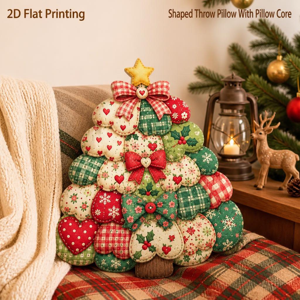 TEMU Christmas Music Lovers Gift Shaped Stuffed Throw Pillow Decorative Cushion Pillow Ribbon Music Note Tree Festive Illustration Winter Sofa Piano