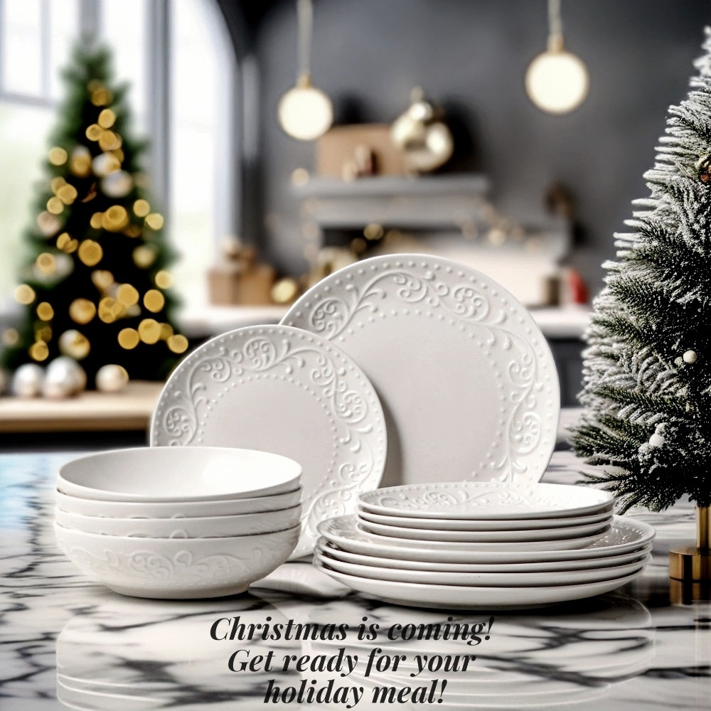 4st elegant middagstallrikar set 8.25/10.75 präglad - Temu Sweden