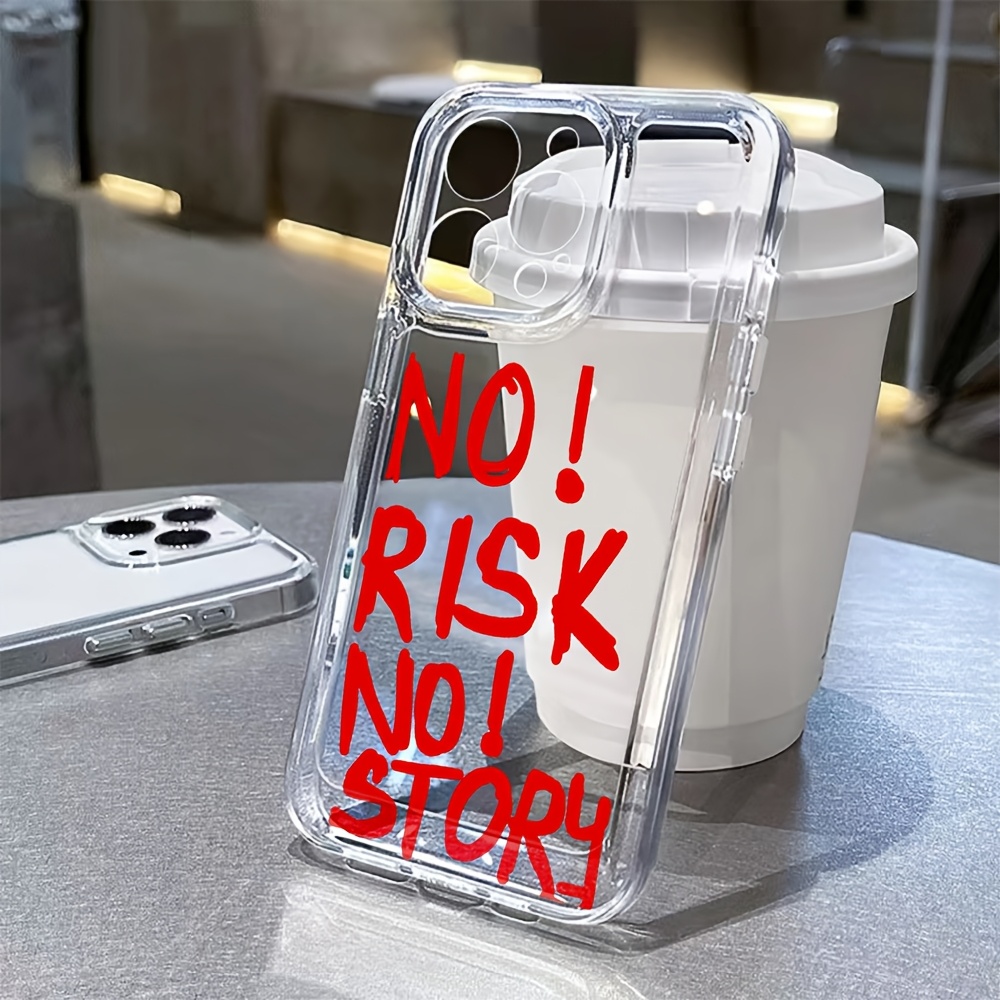 TEMU Coque de téléphone - Coque TPU à motif risque et tendance | Housse de protection antichoc pour téléphone | Coque transparente résistante aux