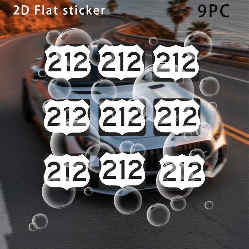 item picture 9pcs shield shaped outline with number 212 durable self   car stickers suitable for laptops cars motorcycles water bottles and any    