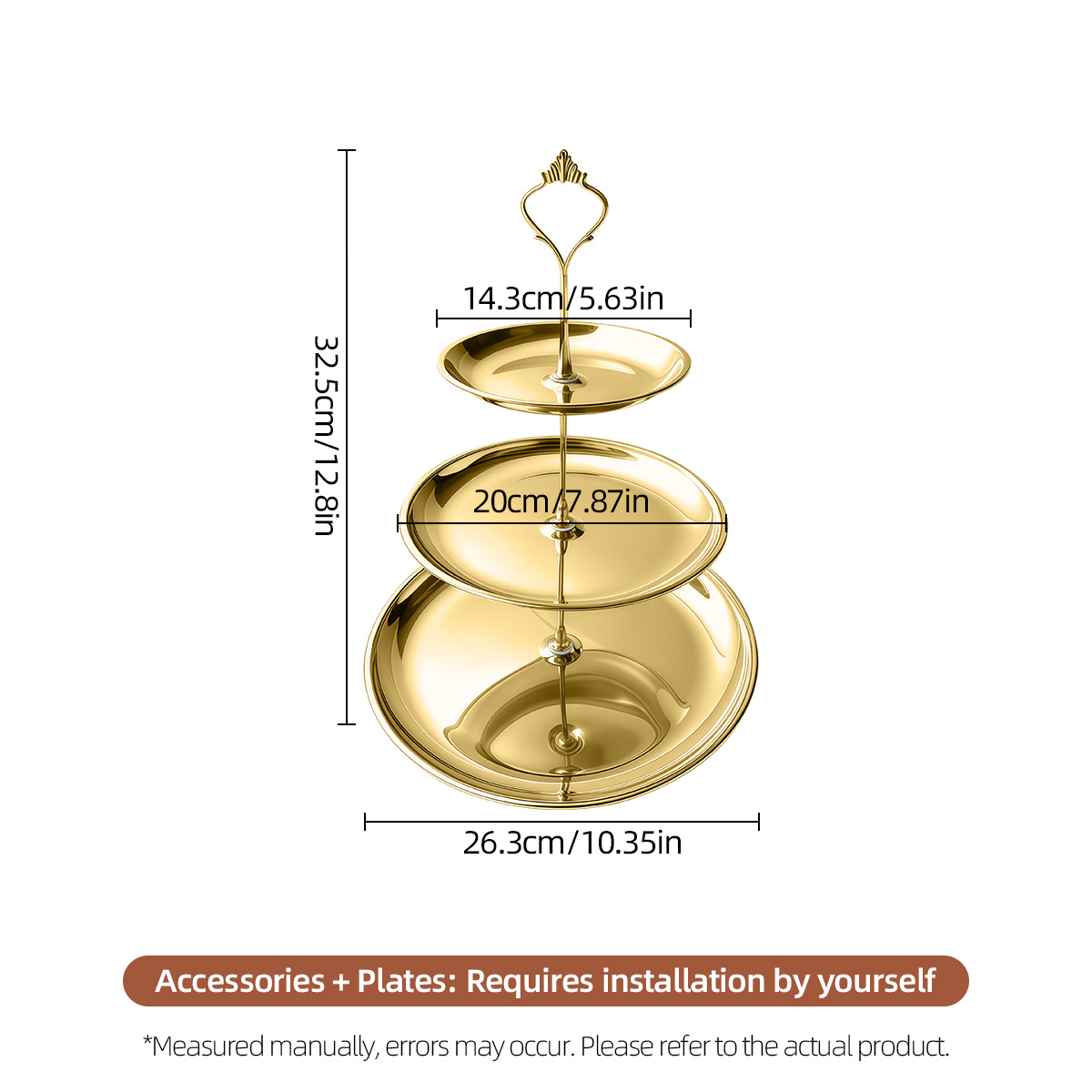 TEMU Vfvhome Golden Stainless Steel Appetizer Tray, Tiered Dessert Rack, Display Stands, Jewelry Display Rack, Mirror Polished, Detachable Assembly,