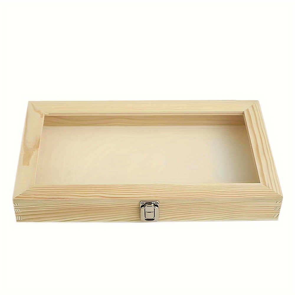 TEMU 1 Lockable Wooden Display Cabinet With Transparent Lid - Rectangular Storage Box For Collectibles Such As Souvenirs, Jewellery, Gifts And