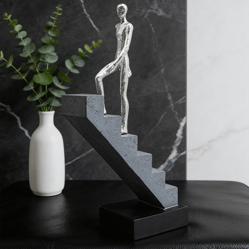 Collectible Architectural Climbing Staircase Figure Statue - Resin Miniature Stair Ornament Suitable for / Use, Multi-Room Decor with Ascending Steps, Modern Tabletop Display for Home, Office, Balcony Decoration