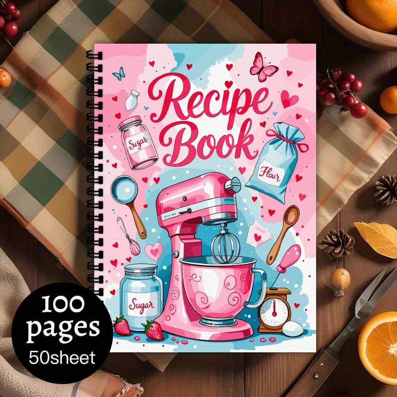 TEMU 1pc Aesthetic Recipe Spiral Notebook Log, Family Recipe Book, Blank Pages, Cooking Enthusiasts, Meal Planner
