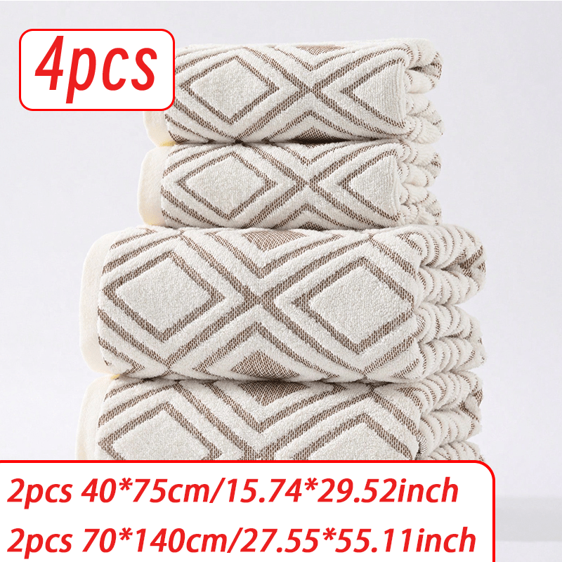 2pcs/4pcs Set, 100% Pure Cotton Towels Measuring 40*75Cm, Bath Towels Measuring 70*140Cm, Modern Minimalist Houndstooth Cotton Towel And Bath Towel Set, Elegant Towels And Bath Towels for Couples, Perfect As Valentine'S Day Gifts