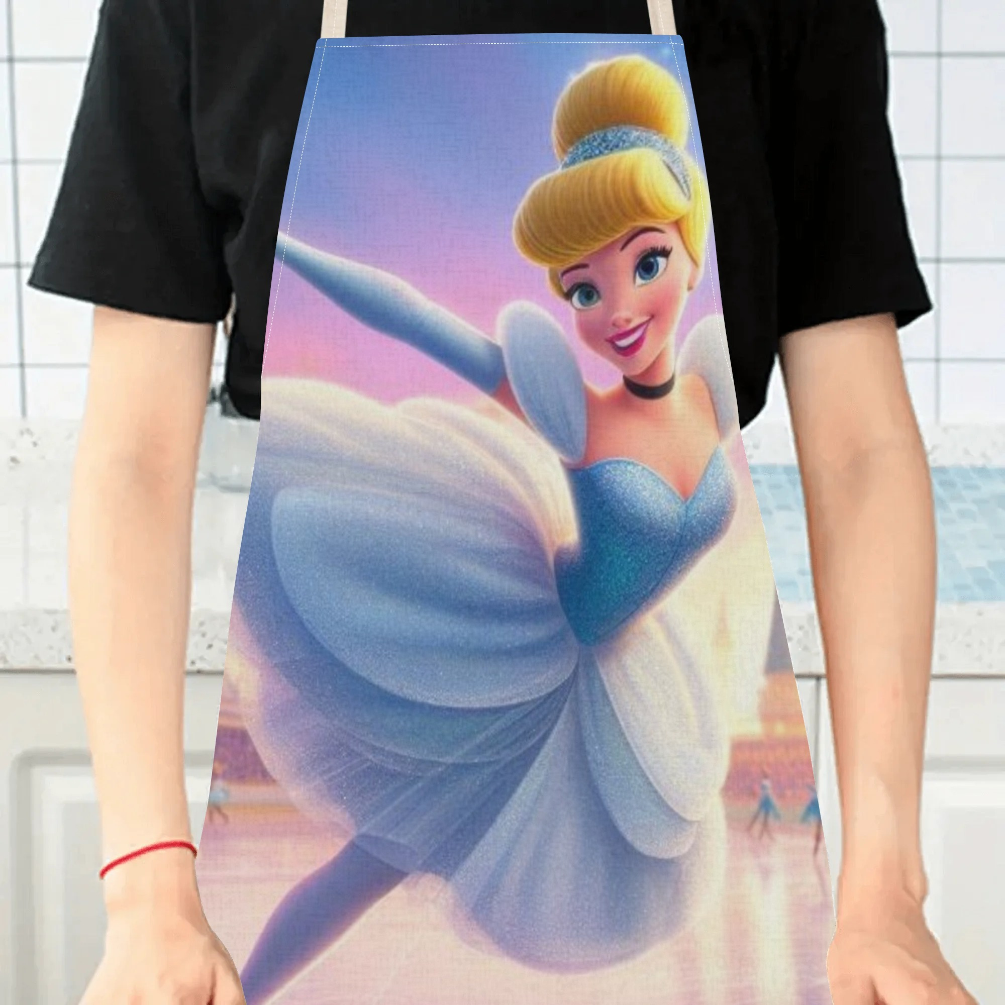 disney   waterproof apron - vibrant cartoon print,   polyester, ideal for home, restaurants, cafes & more - stylish &   with adjustable neck strap details 3