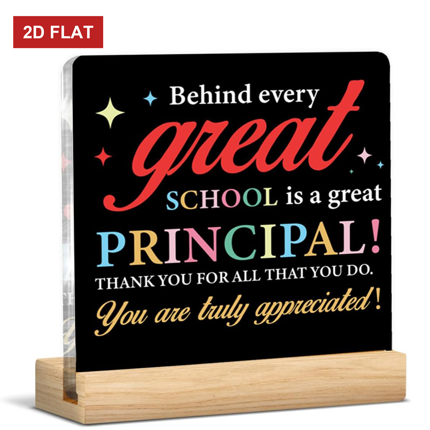 TEMU 2d Flat, Principal's Day Gift For School - Acrylic Desk Plaque With Name/message, 4x4 Inch Teacher Retirement/birthday/end Of Year Present,