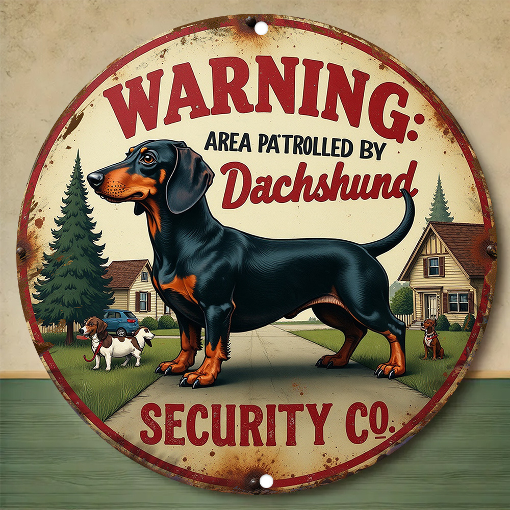 TEMU 2d Flat - 【2d Flat】 2d Flat - [2d Flat] 2d Flat, 1pc 2d Printed Wooden Sign, 2d Flat Warning Area Patrolled By Dachshunds, Retro Wooden Sign,