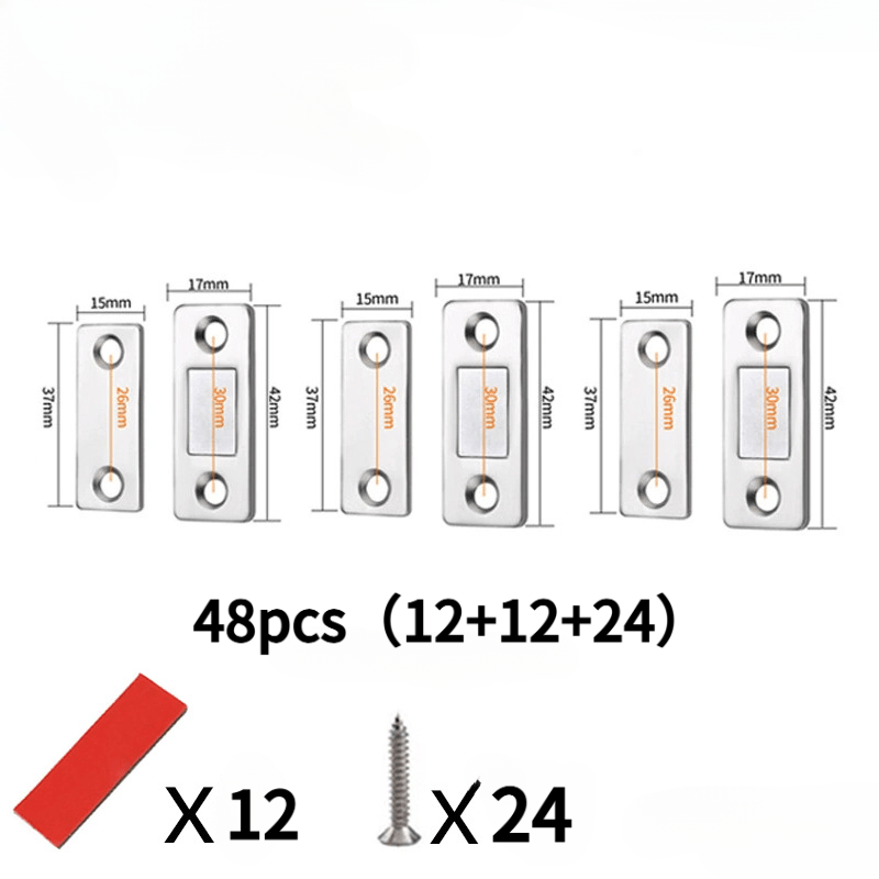 E-shop 48-tlg. strapazierfähige magnetische Türstopper-Verriegelungen, geeignet für Schränke, Schiebetüren, Kleiderschränke – Bohrfreier