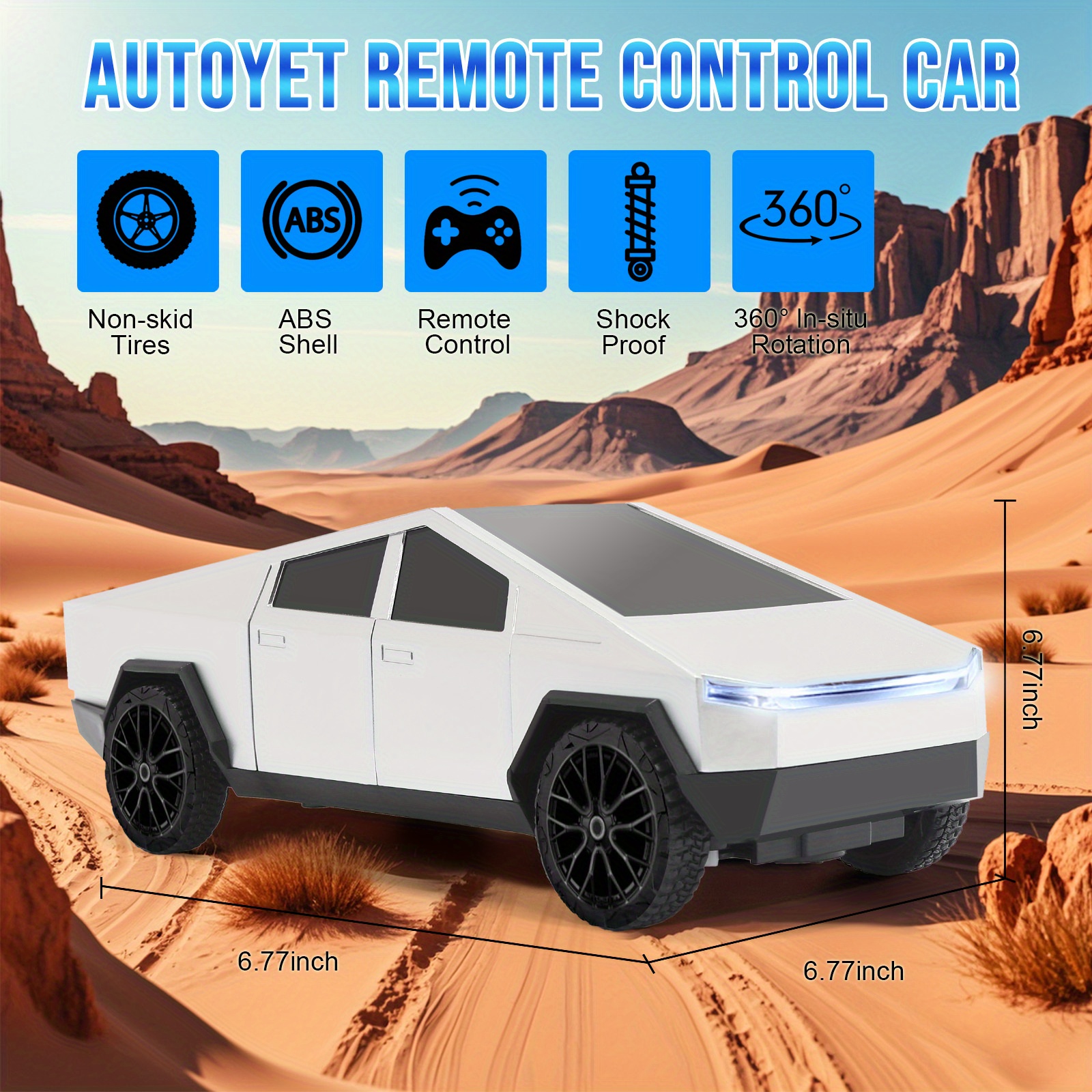 Cyber Truck Toy Remote Control Pickup Truck, 1/ 24 Scale Racing Cybertruck Model, Rechargeable Battery & Light and Loadspace, for Adults and Boys