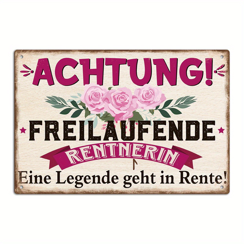 Image of Putuo Decor 1pc German Vintage Metal Tin Sign, "beware! Retired Lady On The Loose" – A Legend Retires! Wall Art For Home Room Party, Retirement Gift