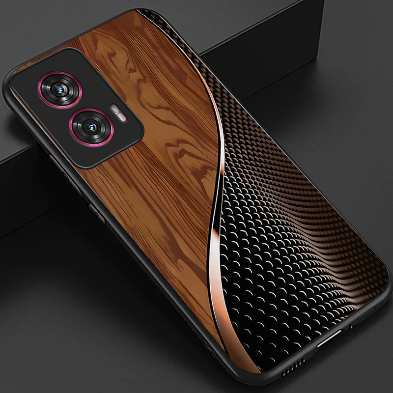 TEMU Case For Moto Edge 50 Edge 50 Fusion Phone Case, Stylish Black Green Brown And Scales Pattern Glossy Glass Back Cover Business Gift