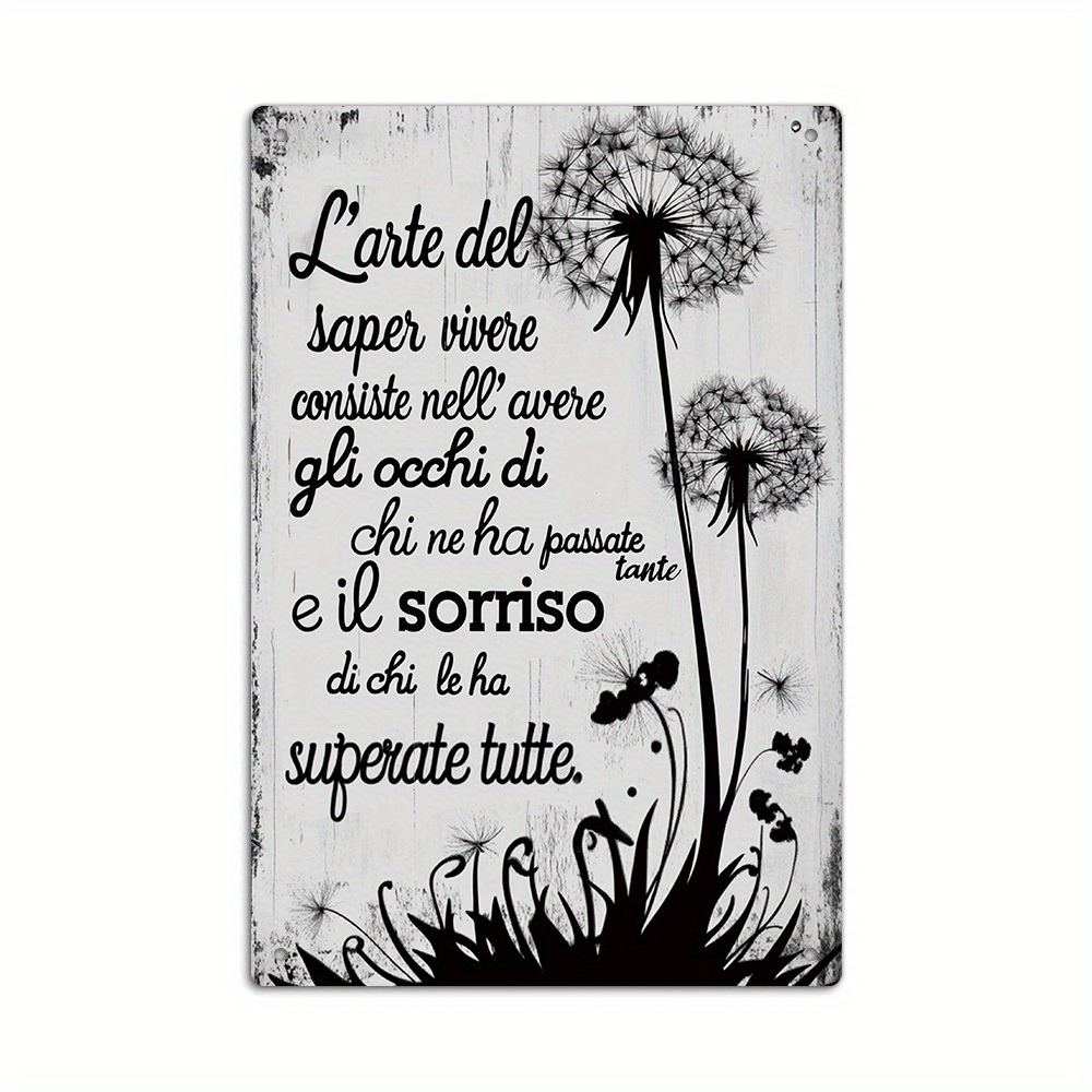 TEMU Putuo Decor 1pz Insegna Vintage Italiana, "L' di Bene Sta nell'Avere gli di Chi Ha Tutto e di Chi Ha Superato Tutto," Decorazione da Parete per
