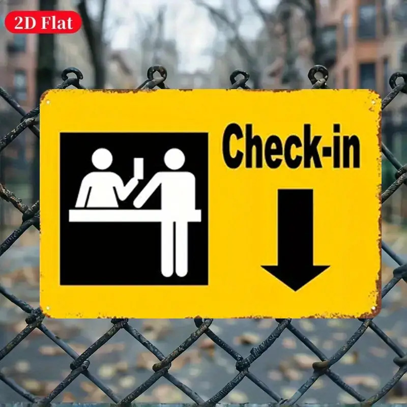TEMU 2D Plat - 2D Vliegtuig, Retro Luchthaven Boarding Metalen Muurbord - 12X8 Inch Vintage Luchtvaart Thema 2D Vliegtuig Boarding Balie Decoratie,