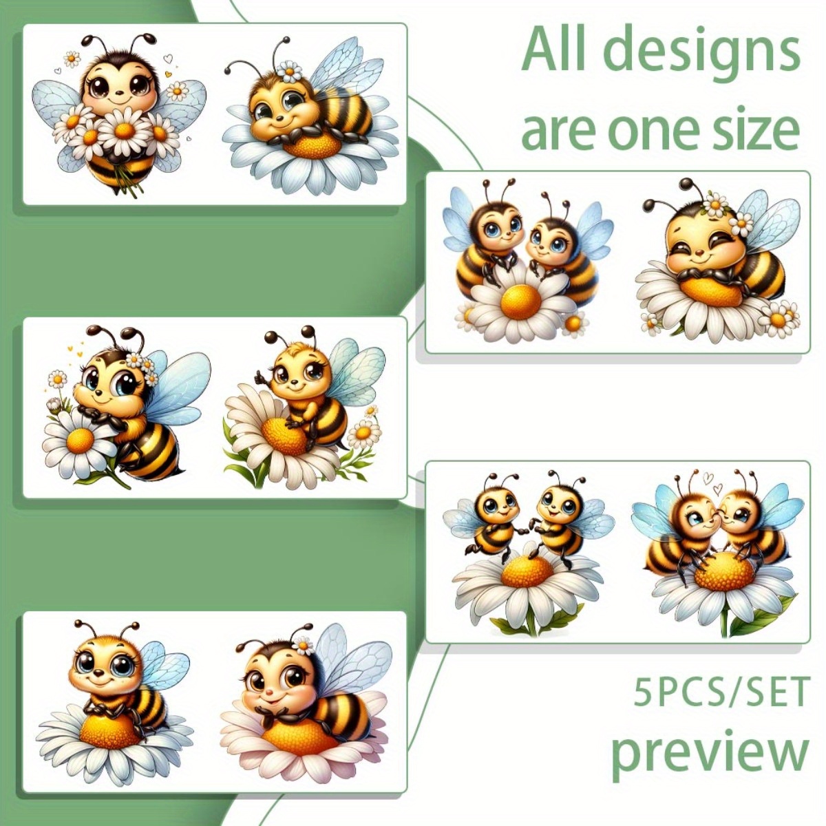 E-shop Set mit 5 Daisy Bee 16Oz Glasbehältern mit dekorativer Papierbanderole für UV DTF High Self-Transfers
