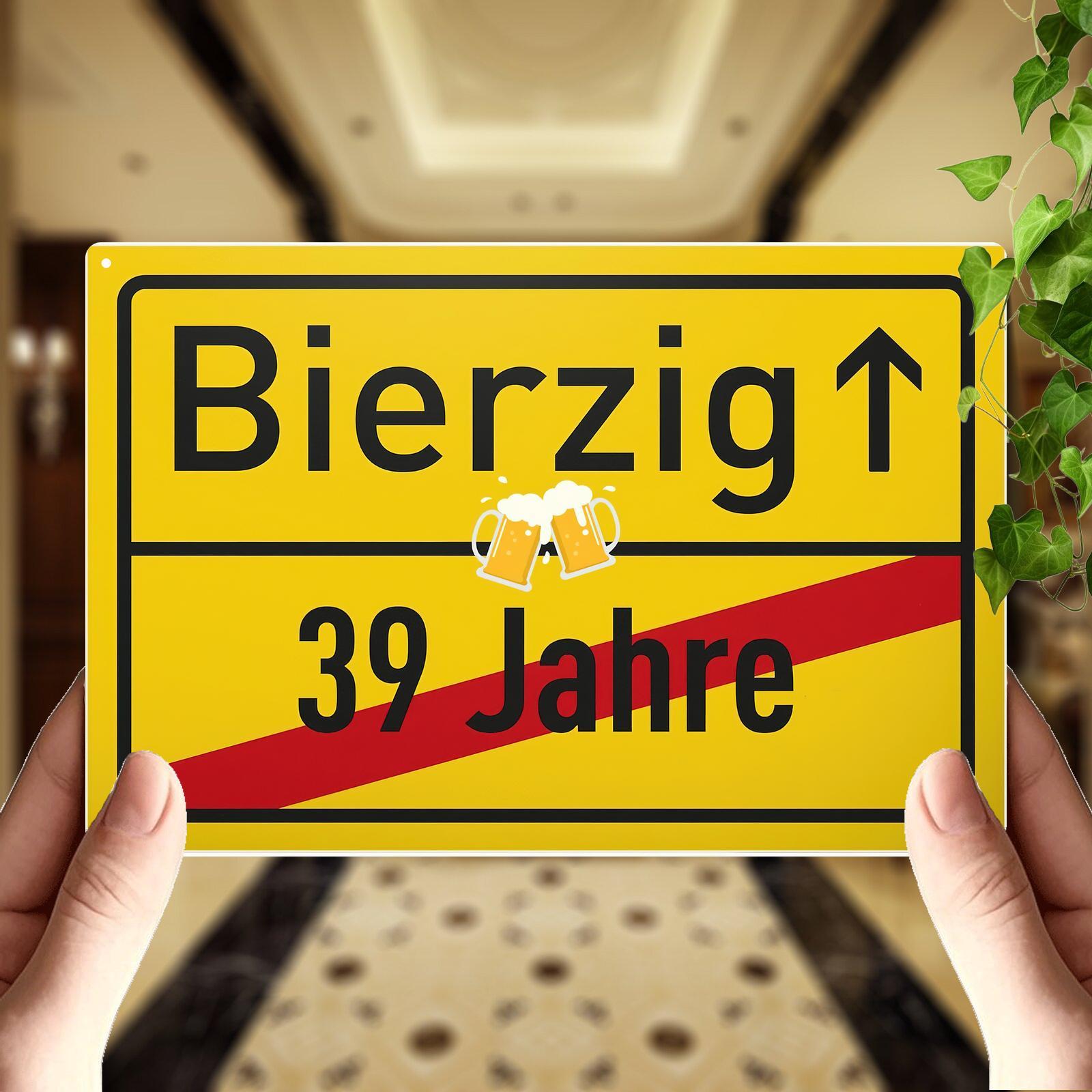 2d Flat - An Aluminum 2d Flat Sign In German, Bierzig Vierzig Jahre 40 Birthday Gift For Men, Suitable For -year-, Birthday Decoration, 20*30cm/8*12inch, Ideal For Home Decor, Clubs