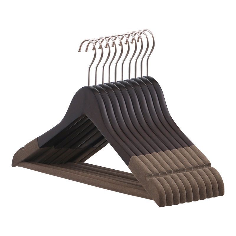 8 High-Quality Velvet Wooden Hangers Made of Maple, Designed for Men'S Suits - Non-Slip Hangers - Luxurious Natural Wood And Velvet Hangers for Hanging Pants, Suits, Dresses, And Skirts - Featuring Non-Slip Chrome Hooks, Shoulder Notches