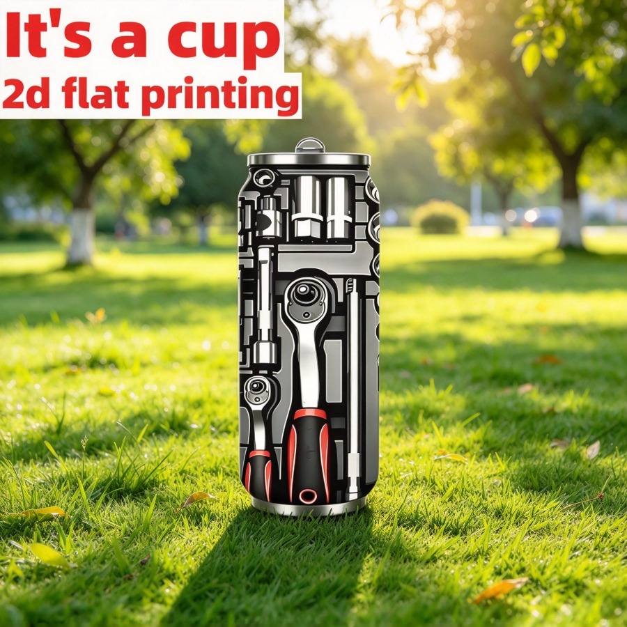 TEMU This 20oz Stainless Steel Insulated Tumbler Features A Fun Toolbox 2d Flat Graphic Design And With A Leak-proof Straw. Suitable For Men And