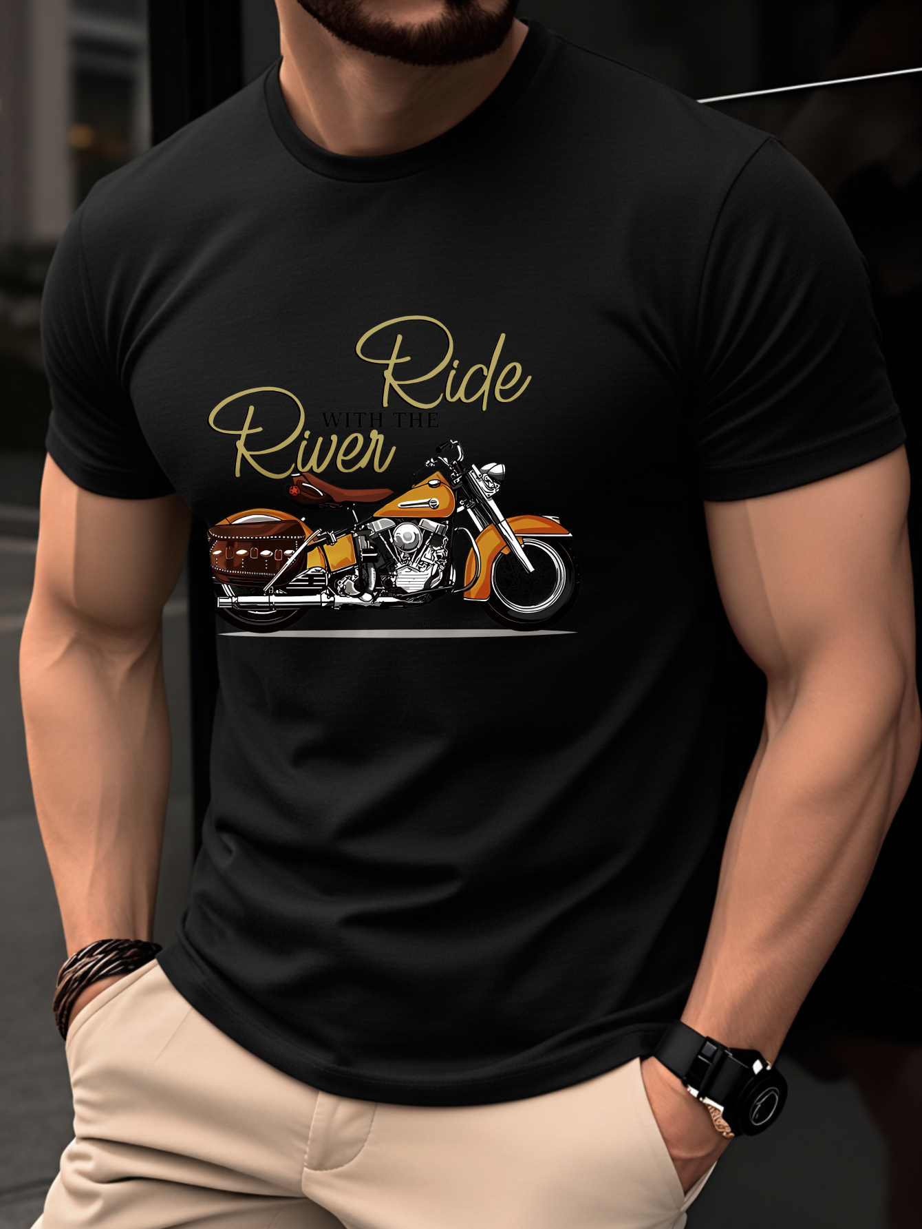T-Shirt Homme Moto Vintage 100% Coton T-Shirt Homme 100% Coton, Haut Léger Manches Courtes Été, Coupe Slim Tendance Col Rond, Respirant Jeunesse Décontracté Polyvalent Vintage Imprimé Graphique Moto Anglais, Style Urbain