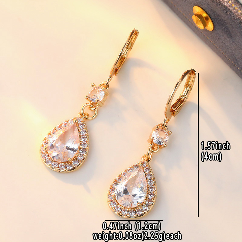 Women's Sparkling Teardrop Synthetic Zirconia Drop Earrings