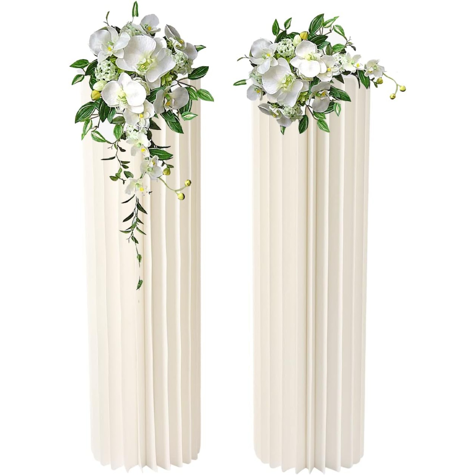 TEMU 2pcs Wedding Centerpieces Cardboard Vases Foldable Round Cardboard Stand W/acrylic Lid, Table Top Cardboard Vases Columns Display Aisle Pillar