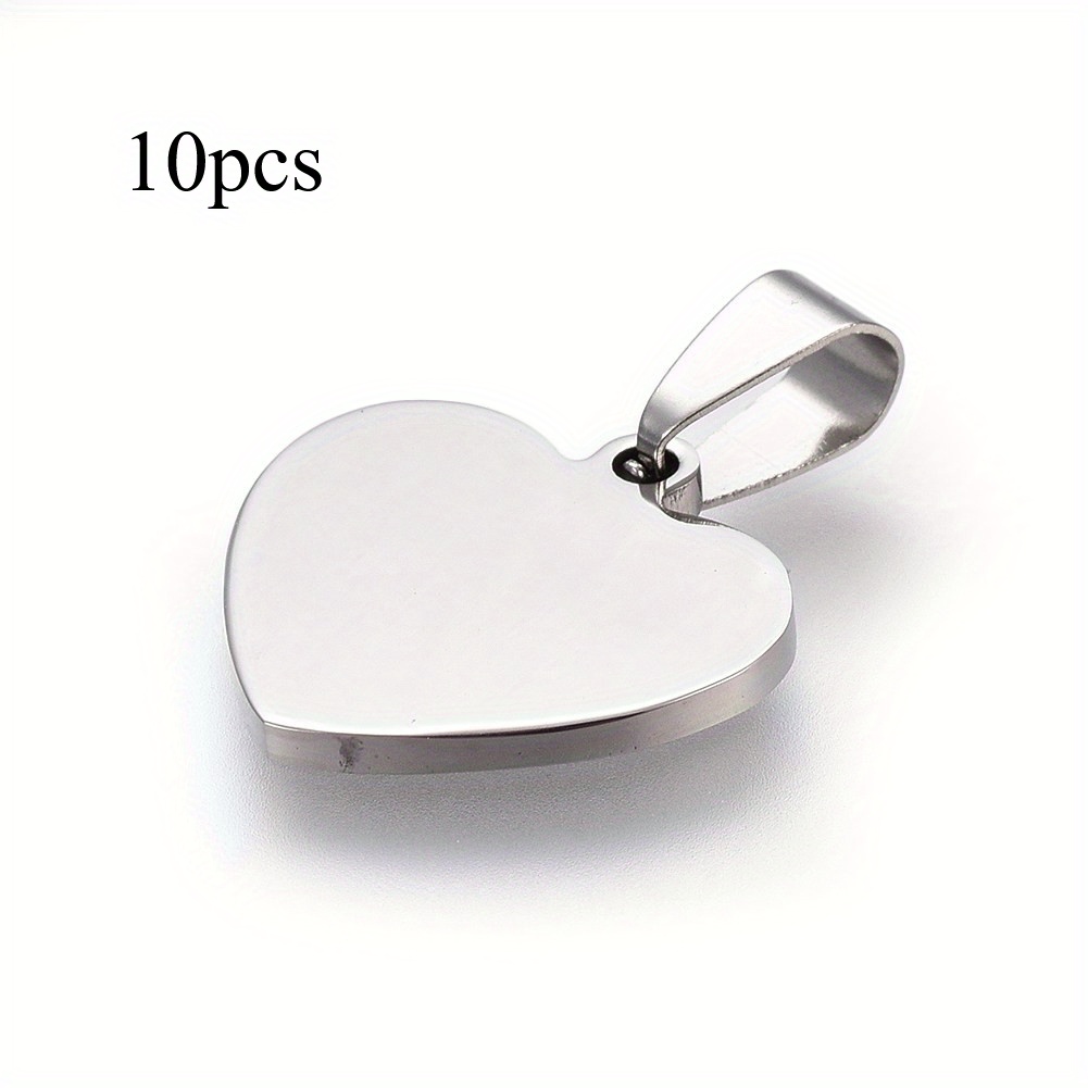TEMU 10pcs 304 Stainless Steel Stamping Pendants, Heart, 19x20x1.5mm, Jewelry Metal Tools