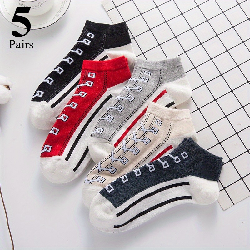 5 pairs unisex   ankle socks breathable outdoor sports socks with moisture wicking non slip casual wear for hiking gym daily assorted colors