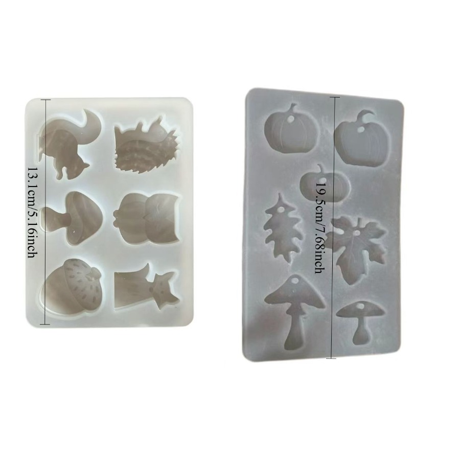 TEMU Set Of 2 Silicone Molds For Autumn-themed Ornaments (small Animals, , Pumpkins, Foxes, Squirrels, Pinecones) - Suitable For Plaster, Candle