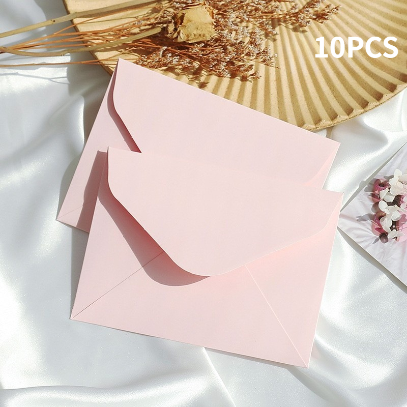 TEMU 10/25pcs Cherry Pink Envelopes, Paper Invitation Envelopes In Girly Pink, Suitable For Wedding Invitations, Birthday Parties, Graduations,