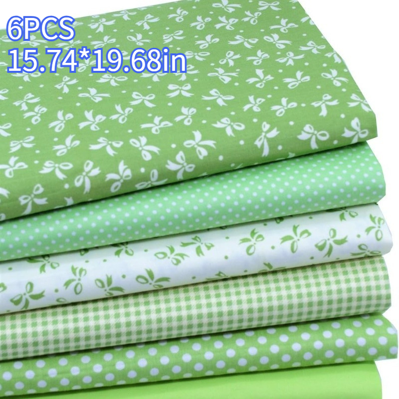 TEMU 6pcs 40*50cm (15.74*19.68in) Practical Fabric With Teal Bow Pattern, Printed Hand-pieced Fabric, Sewing Kit, Suitable For Hand Sewing, , Doll