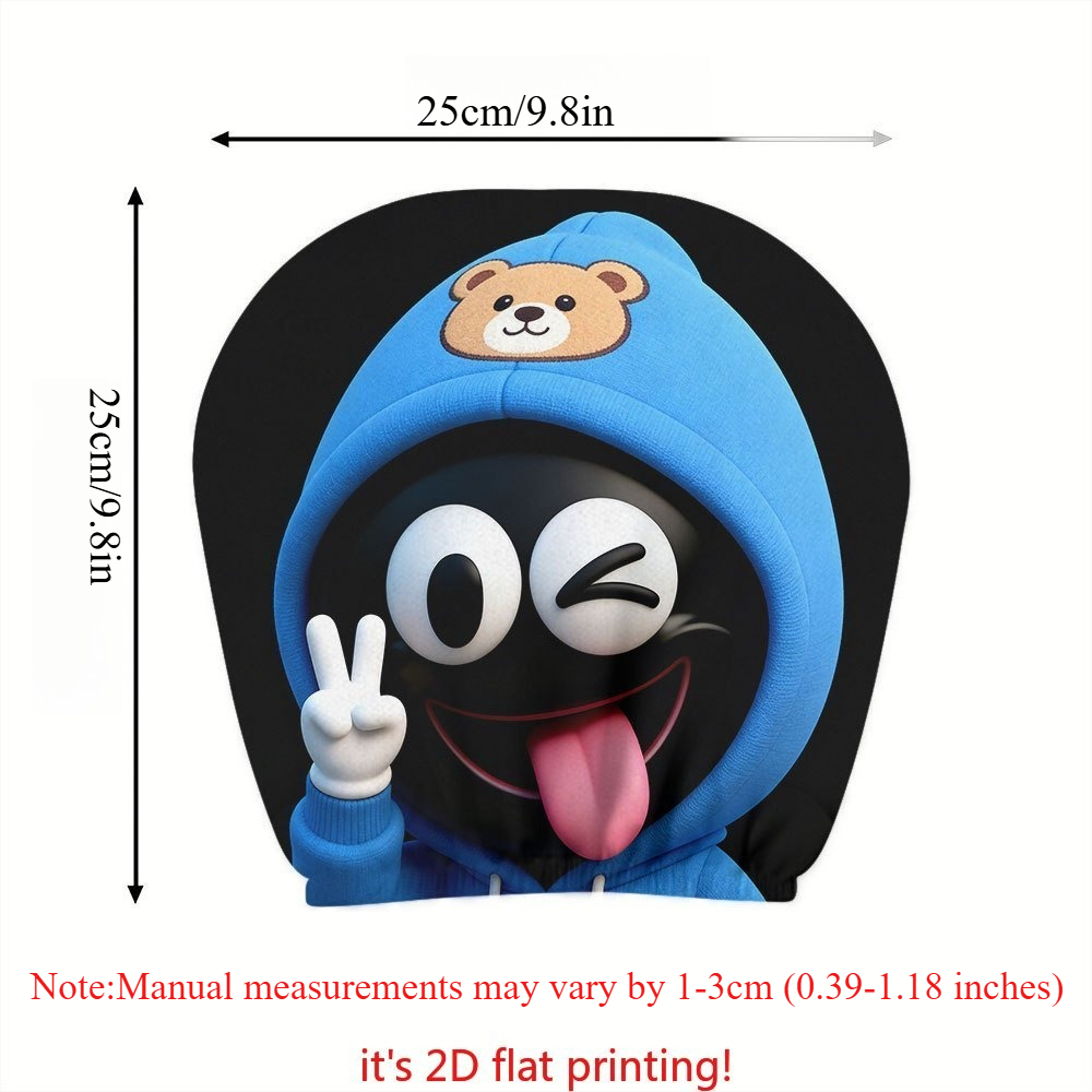 TEMU 1 Housse d'-tête de voiture | de dessin animé imprimé sur un sweat à capuche bleu, rembourrage intérieur, installation et lavage faciles, style