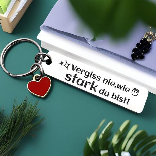 mens stainless steel keychain with german quote vergiss nie wie stark du bist how are motivational gift for birthday christmas graduation durable german key ring for men encouragement present