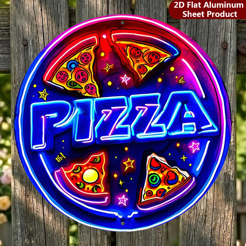 TEMU Plaque décorative 2D plate, 1 pièce, panneau néon Pizza, plaque d', ambiance de cuisine, parfaite , le porche, , , etc., extérieure | choix pour