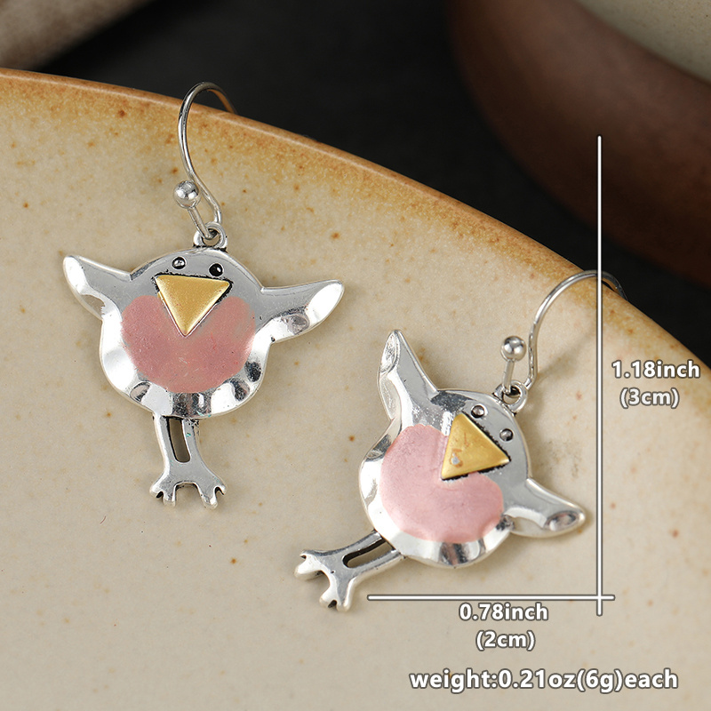Cute Multi-Colored Bird Pendant Earrings, Creative Accessories