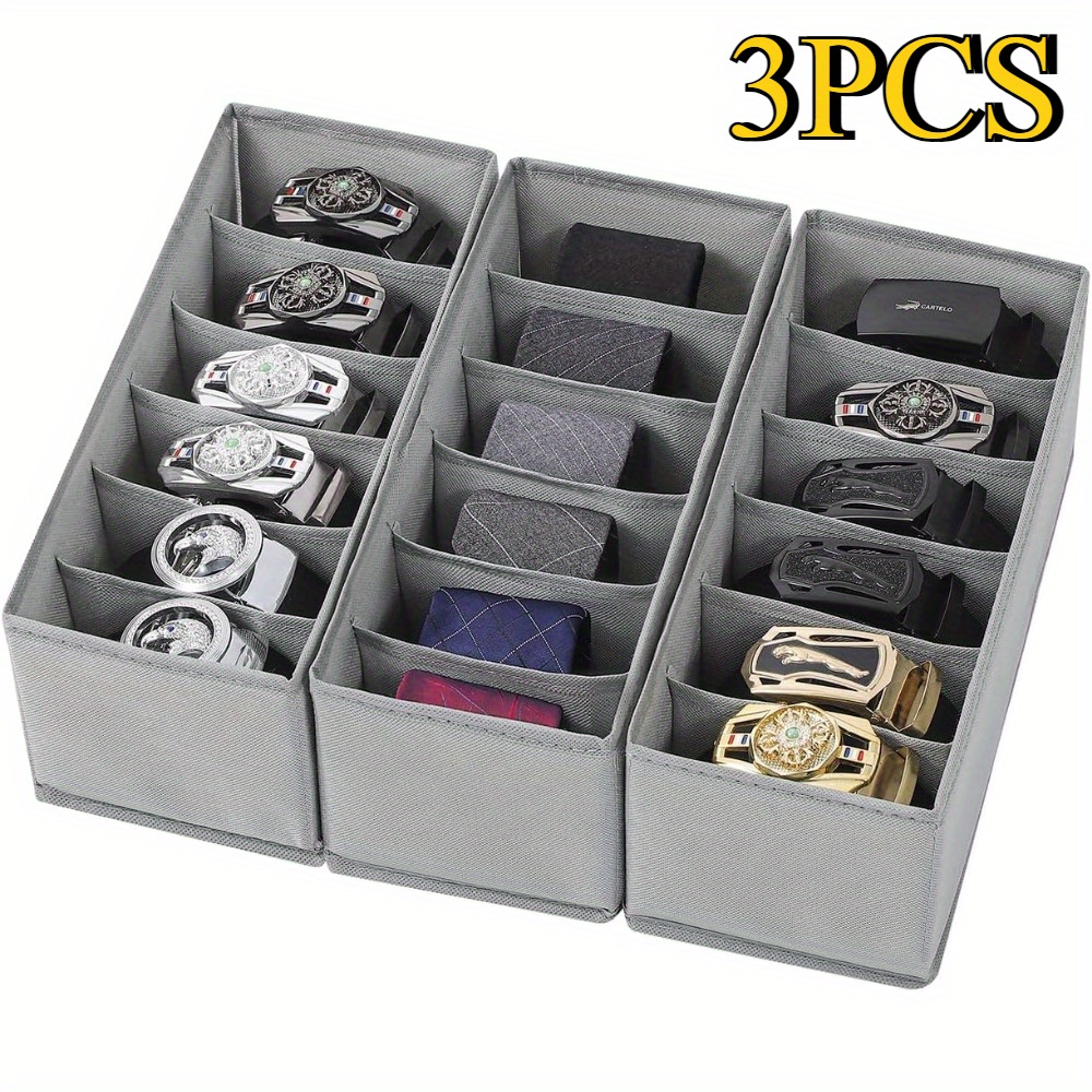 TEMU Juego de 3 organizadores de cajones multifuncionales - para guardar calcetines, ropa interior, cosméticos, corbatas y cinturones - Adecuado para