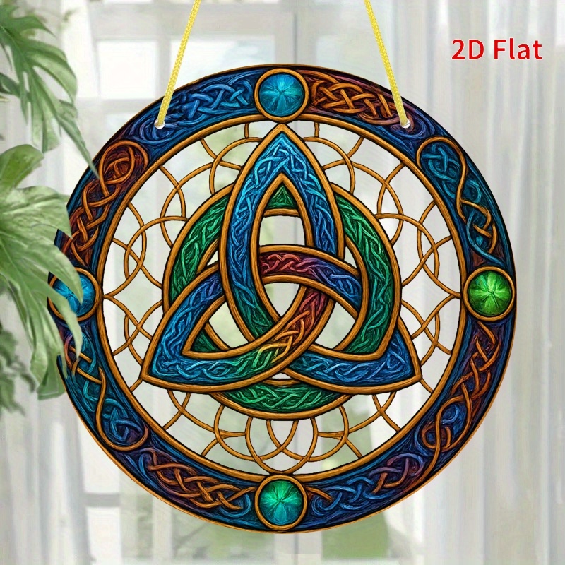 TEMU 2d Flat - 2d Plan, Celtic Knot Acrylic Sun Catcher, Window Hanging, Mysterious Room Decoration, Window Wall , Family Countryside Room Bedroom,
