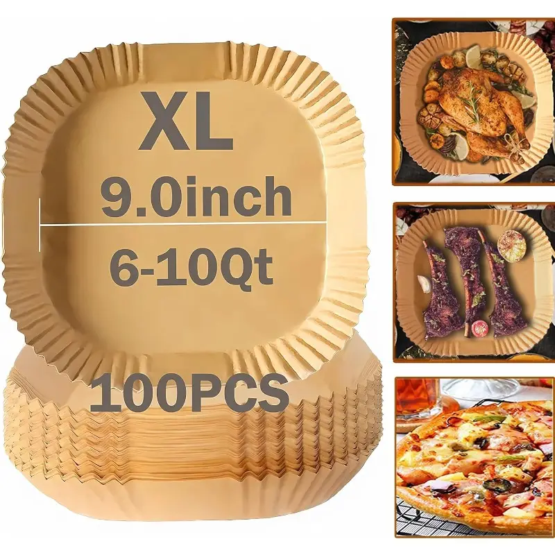 0pcs 9-inch fryer disposable paper liners - thickened waterproof & oilproof baking sheets, square air fryer rack liners for 6- qt ovens, microwaves, grills - heat-resistant, easy , mess-free cooking (compatible with air fryers, conventional ovens, ), oven safe liner, heatresistant liner, nonstick surface, durable sheets, oilproof material, ovensafe liner, meal preppers, home cooks Product details 0