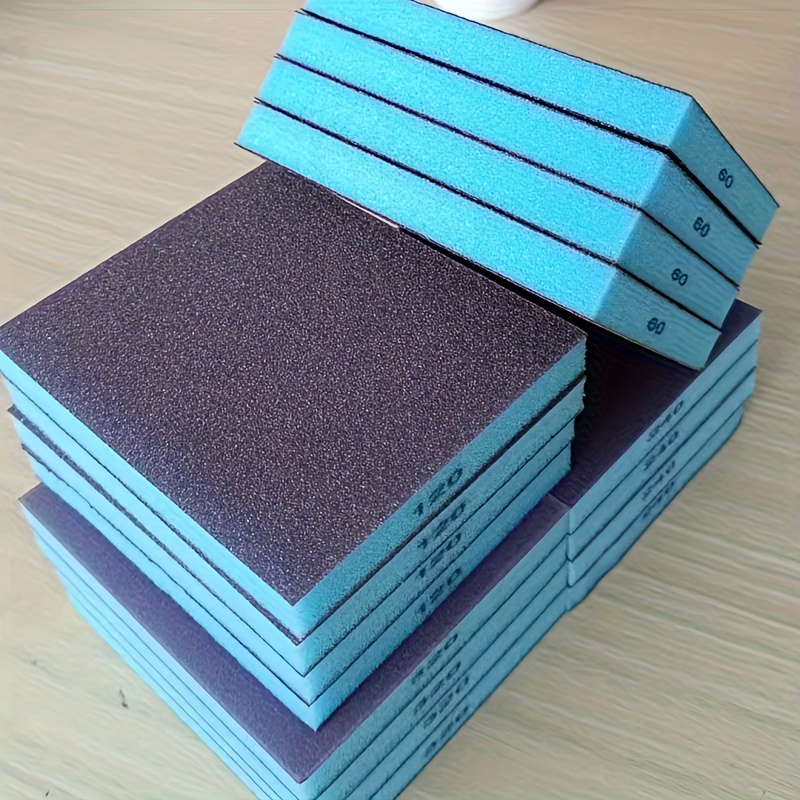 E-shop 16-teiliges doppelseitiges Schleifpapier-Block-Set | Enthält 60#, 120#, 240#, 320# Schleifpapier, 4 Stück jeder Art | Geeignet für Lackpolitur,