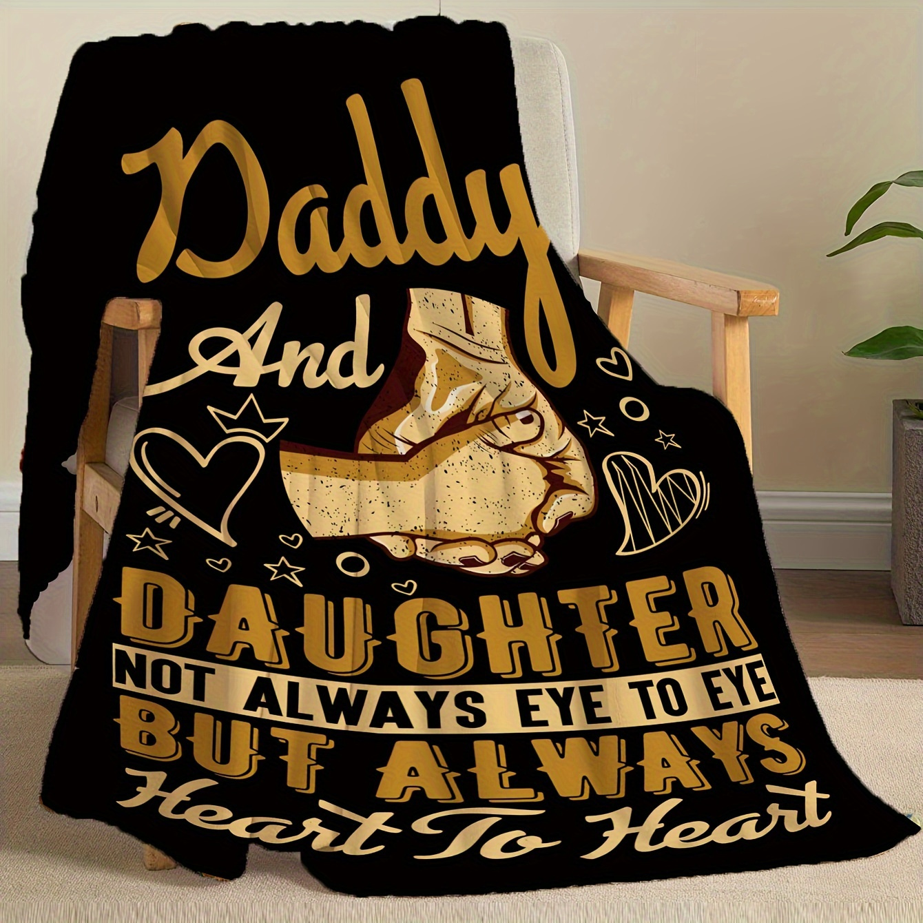 1pc father daughter   plush blanket soft flannel throw gift for dad   college dorm home decor 30x40 to 60x80 inch machine washable anti pilling 280gsm     cozy blanket tropical style decor