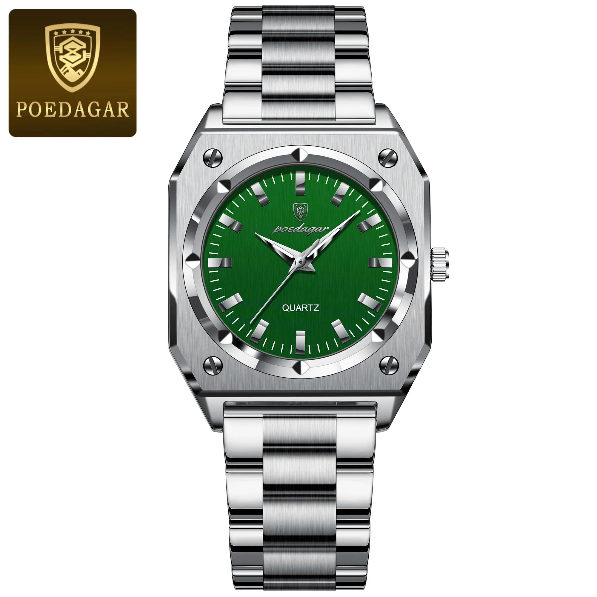Image of Poedagar 788 Stainless Steel Elegant Quartz Watch, 3atm Daily, Date Display