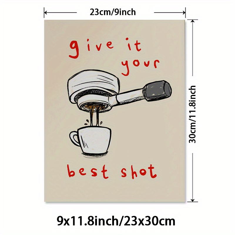 E-shop 2D Flach, 2D Flach, 1 Stück ungerahmte Wandkunst mit einem Espressomaschinen, ideal für Kaffee-Dekor. Dieser moderne Kunstdruck ist ein