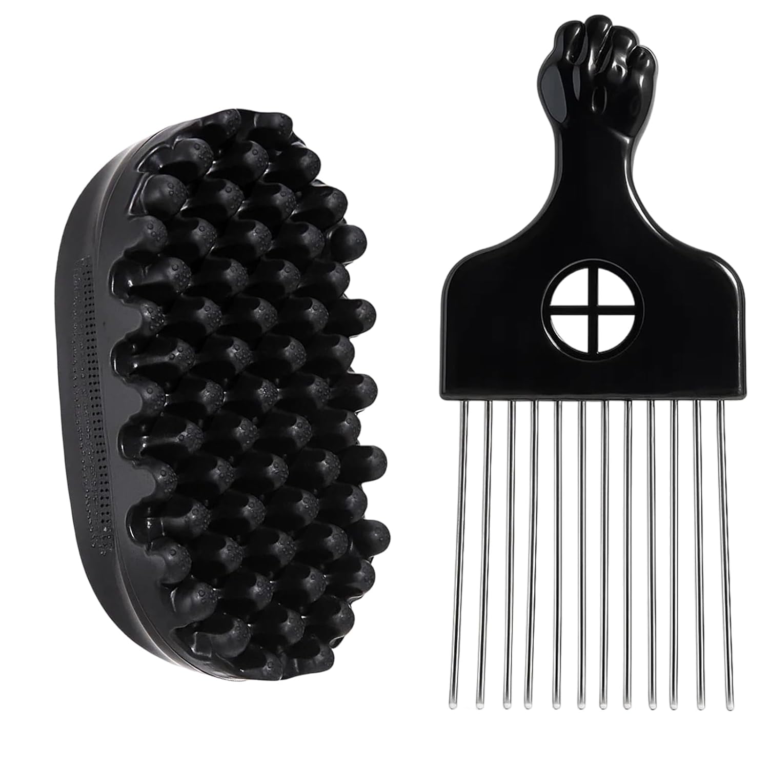 TEMU 2 Packs Curl Sponge, Hair Sponges For Men Curls, Styling Brush Set For Afro And Curly Hair, Includes Steel Pin Comb For Detangling, Ideal For ,