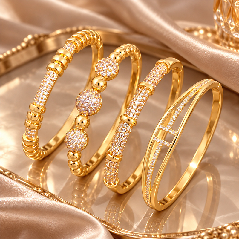 Trendy Stackable Bangle Pack, Bead & Geometric Design
